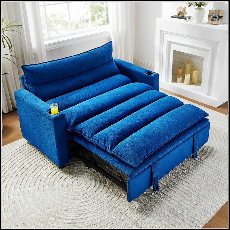 Canapé-lit convertible, canapé-lit multifonctionnel en velours 3 en 1, méridienne de 47 po avec dossier réglable pour les petits espaces