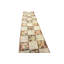 Vintage Mid-20th Century Floral Ivory Brown Checkerboard American Hooked Hall Runner Rug