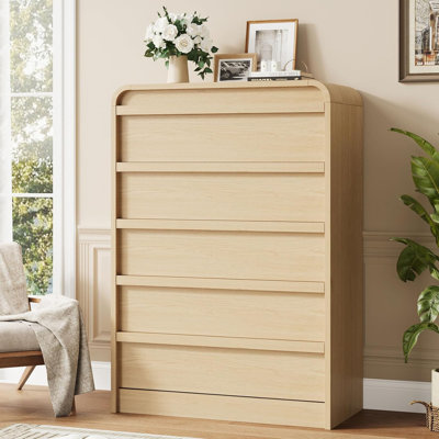 Commode 5 tiroirs pour chambre à coucher Organisateur de rangement de garde-robe moderne pour chambre d'enfant - Naturel