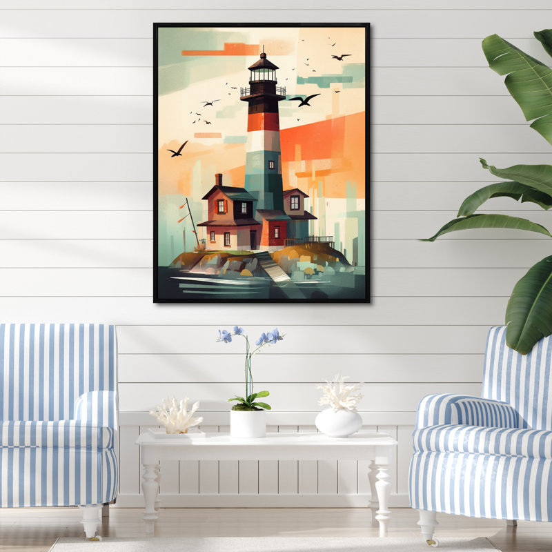 Seaside Lighthouse II, reproduction d'art sur toile, H 32 po x l 24 po x P 1 po, Cadre flottant noir