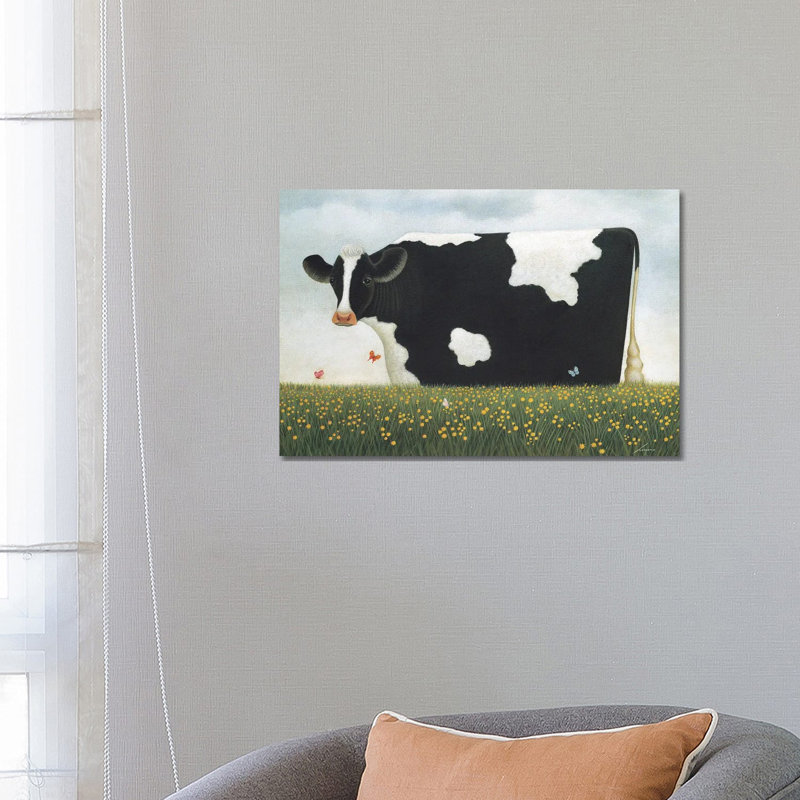 Spring Cow by Lowell Herrero - Wrapped Canvas Painting, 66.04 cm H x 45.72 cm W x 1.91 cm D