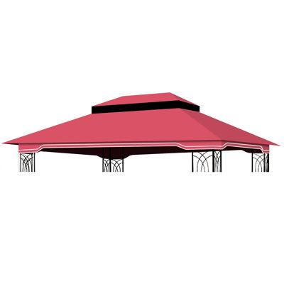 Red 10x12 Ft Outdoor Gazebo Canopy Replacement. Material With Guard. Water- & Propitious. Double Tiered Roof Drainage And Insect Net. For 10x10 Replacement - Red. Blocking Fabric. Water-repellent