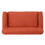 Confortable pour les soirées de détente, recouvert de tissu, roulé, pattes de bouleau au fini brun, l 50,28 po x P 29,4 po, H 32,11 po, revêtement en tissu orange, avec roulettes d'accoudoirs subtiles et brun