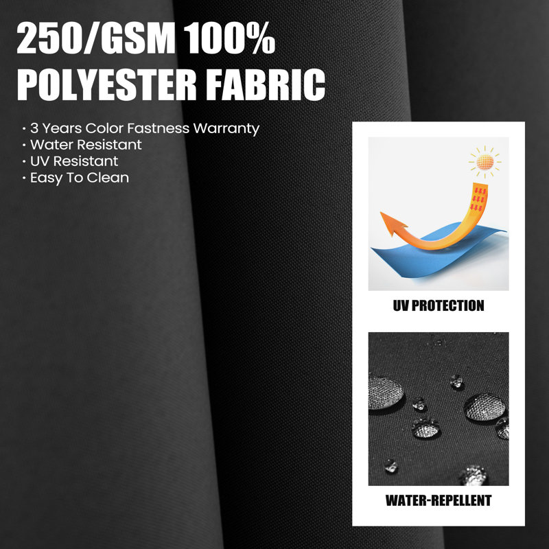 Parasol extérieur en porte-à-faux 106,52 "x 129,88", contrepoids inclus, Noir, noir, noir, noir