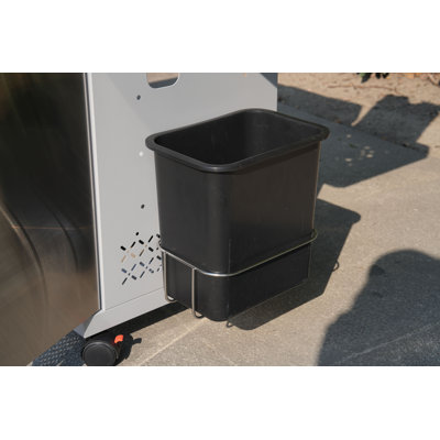 Poubelle / support à déchets Monument Grills, facile à nettoyer, peu encombrant, 3,43 gallons, noir, pour la série Mesa II à 4 brûleurs, m2-415BZ, m2-410BZ, SKU A124