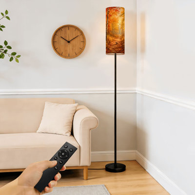 Floor Lamp  Pheasants forest Oil painting landscape Dimmable Modern Standing Lamp with Remote Control Footswitch Bulb Lampshade Tall Pole Corner Lamp for Living Room Bedroom Office