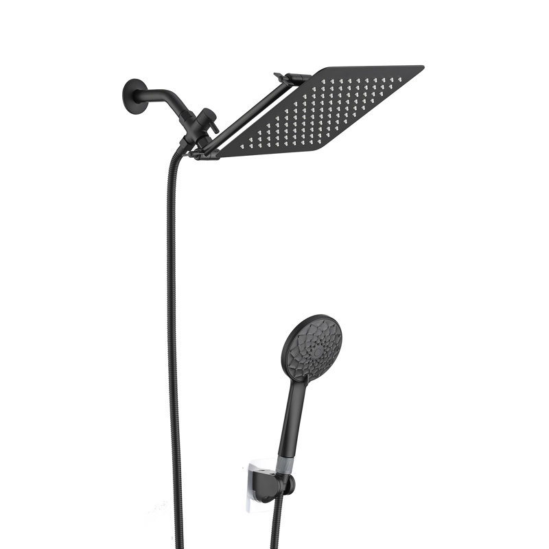 Système de douche à pluie en acier inoxydable 10 po avec douche à main Topcroft, Noir mat