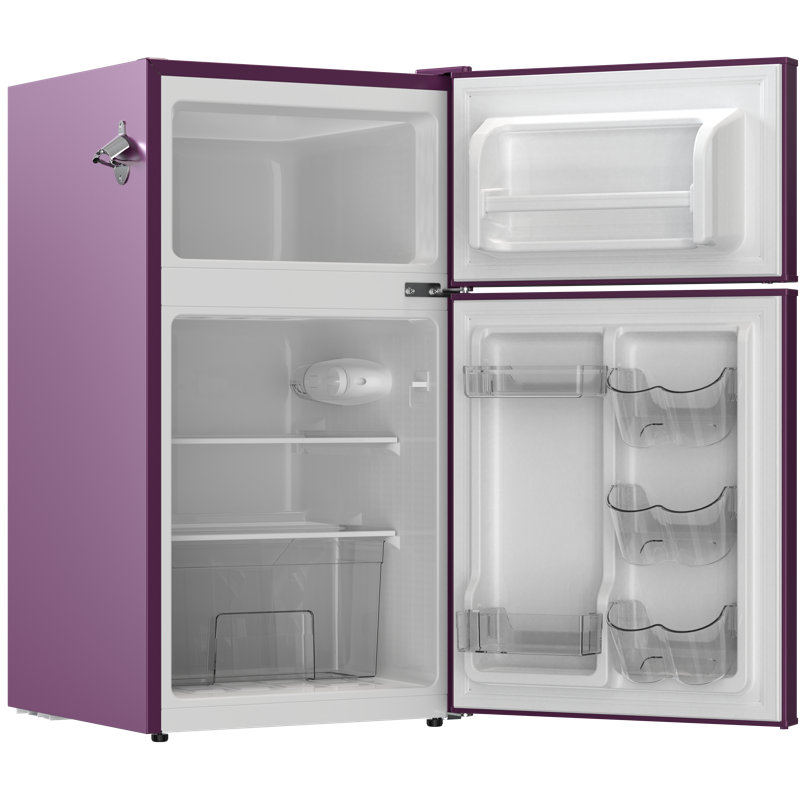 Frigidaire 3.1 Cu. Ft. 2 Door Retro Compact Refrigerator with Freezer, Built-in Side Bottle Opener, Plum