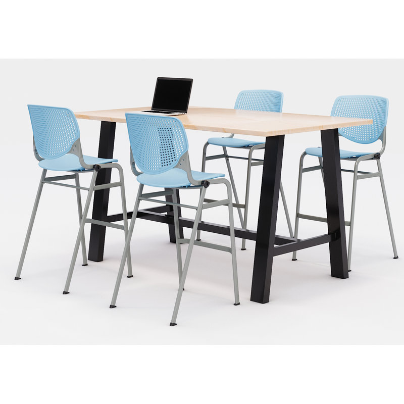 Ensemble de table de réunion et de chaises Midtown, H 41 po x L 72 po x P 36 po, Bleu ciel, Érable