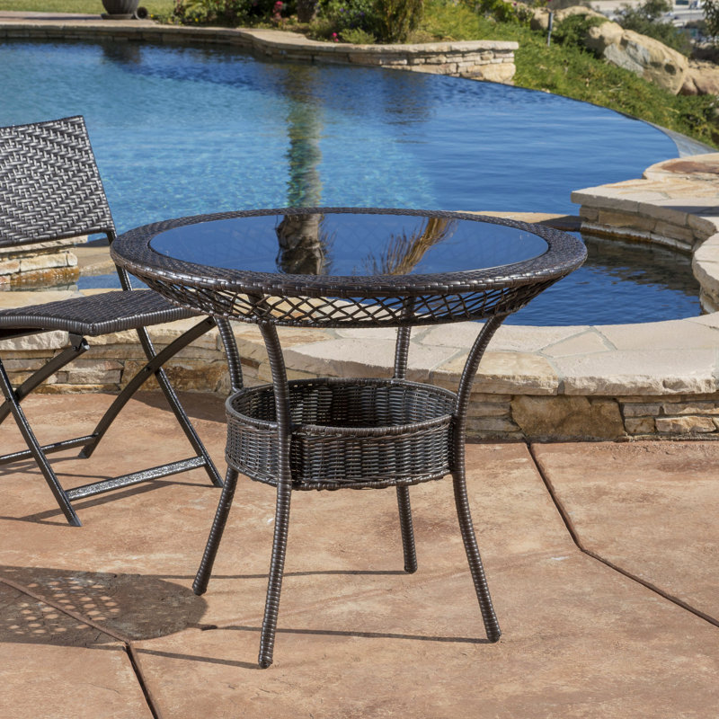 Table de patio d'extérieur de 34 po - facile à nettoyer, avec compartiment de rangement multi Pe, sous la table
