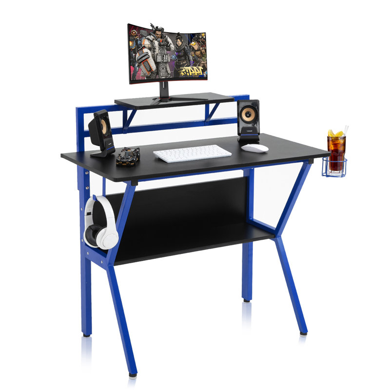 Metal Base Writing Desk, Blue