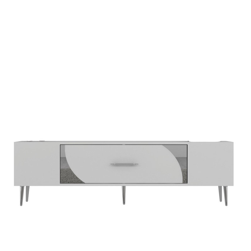 Olivia Unfinished TV Stand, 150cm, White/Silver