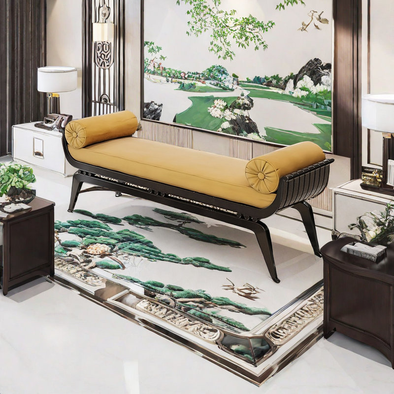 Upholstered Bench, Yellow