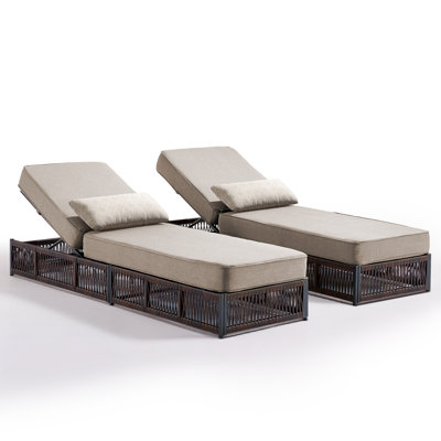 Clybourn Outdoor Patio Swimming Pool Adjustable Wicker Chaise Lounge Chair With Cushion (Set Of 2) by Latitude Run