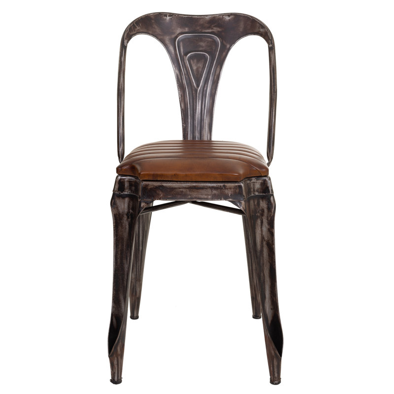 Aaronn Upholstered Metal Side Chair in Brown