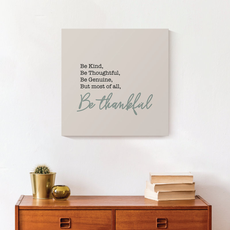 «Be Thankful Harvest Sentiment», art textuel sur toile tendue, H 16 po x l 16 po x P 1,25 po