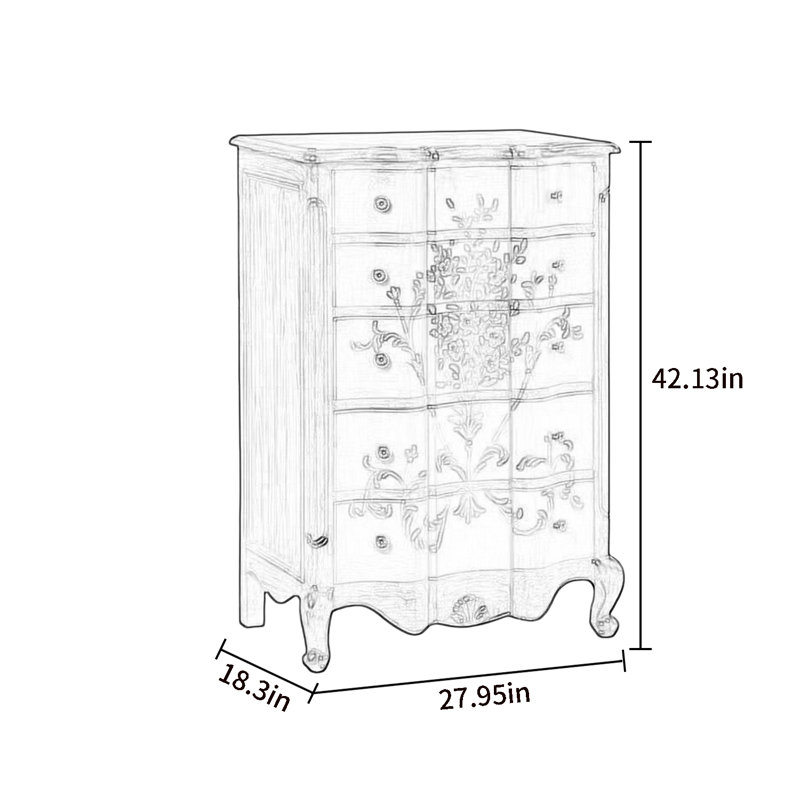 5-Drawer Hand-Painted Entryway Accent Chest