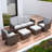 5-Piece Spacious Seating Swivel Chair Seating Group Patio Multi-brown Wicker Rattan Sofa Set with Cushions-106545239