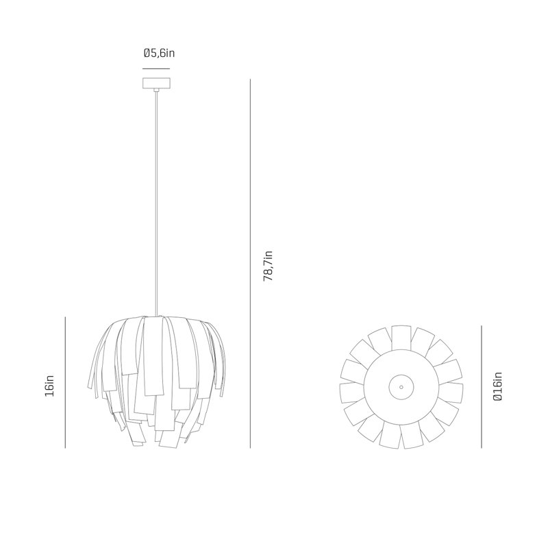 Luisa Pendant, 15.7" H x 15.7" W x 15.7" D, Yes
