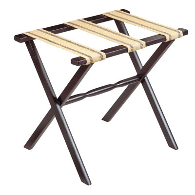 Folding Wood Luggage Rack with Burlap Strap 