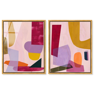 «Fiesta Hues Duo», ensemble de décorations murales imprimées en acrylique encadrées par Art Remedy, cadre doré, 24 x 30