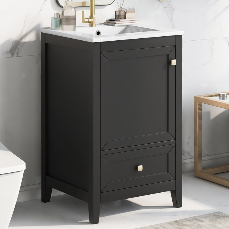 Meuble-lavabo de 20 po avec lavabo, Noir, noir, noir, noir