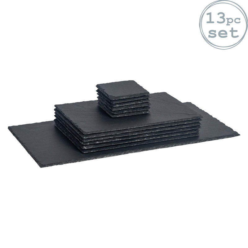 Argon Tableware - Rectangle Slate Placemats, Coasters & Platter Set