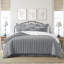 Ensemble d'édredon en coton gris à rayures 8 pièces Shay-109897061
