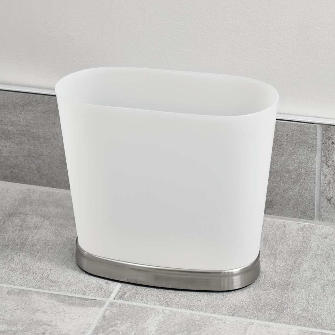 iDesign Small Oval Bathroom Trash Can –Gina Collection - Frost/Brushed Nickel iDesign