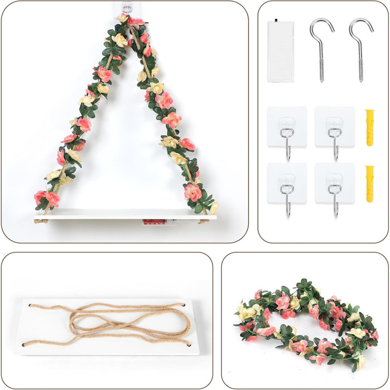 No-drill Floating Boho Shelves With Leaves
