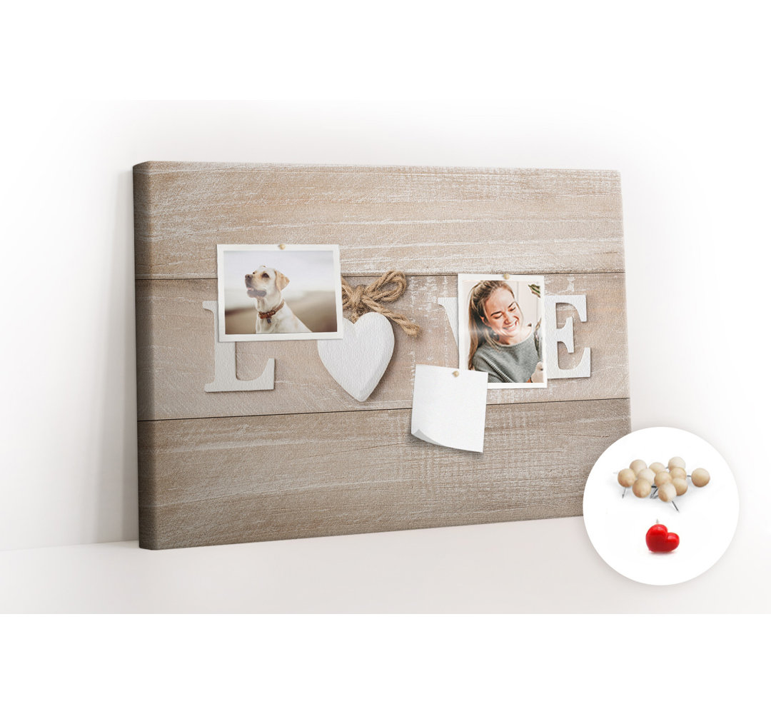 Wall Mounted bulletin board print wall art notice boards decorative corkboard Love word