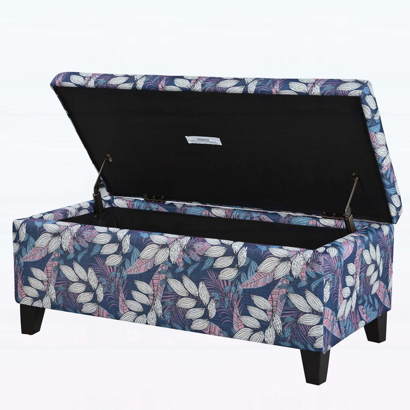 Storage Bench with Floral Patterned Fabric