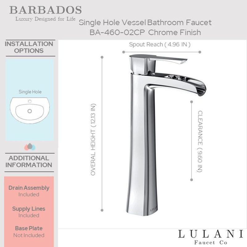 Robinet de lavabo vasque avec bonde Lulani, Chrome