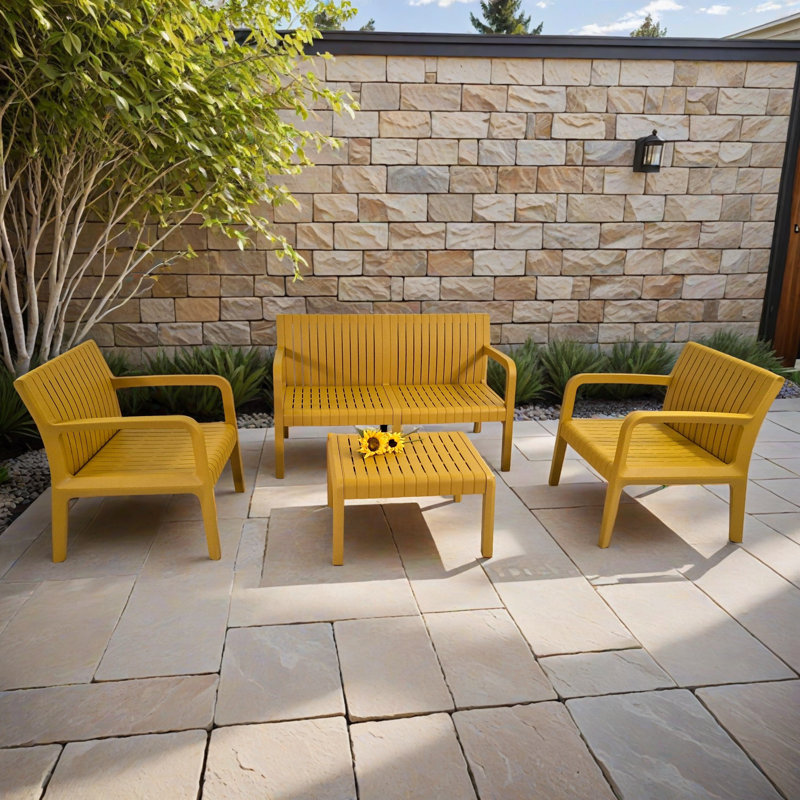 FREYA Lounge Set Avocado Green, Saffron Yellow