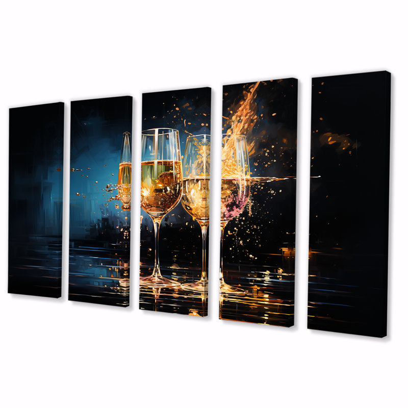 "Vin Claret Brillance Cheers 5 pièces", 5 pièces, H 28 po x l 60 po