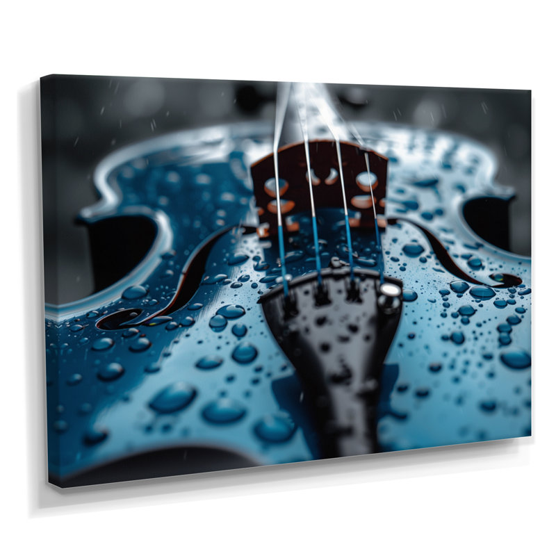 Music Blue Instument Violin - Décoration murale musique, H 12 po x l 20 po, Toile tendue