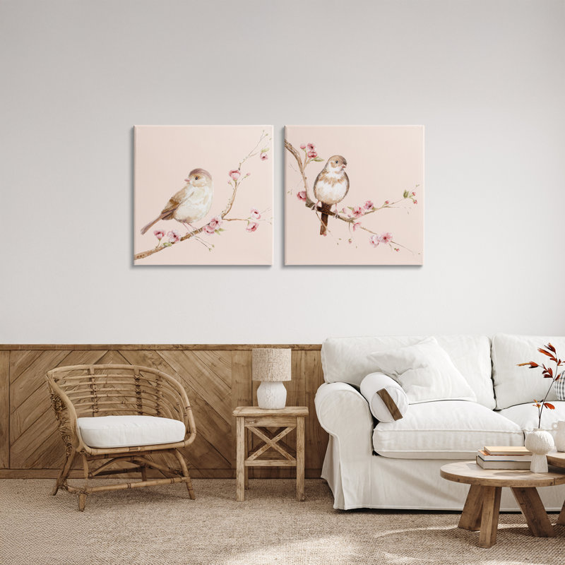 «Sweetest Brown Birds Branch», ensemble de 2 toiles par Lisa Wehmeyer