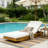 Acacia Wood Chaise Lounge with Cushion - Teak Finish Outdoor Recliner with 3-Fold Water-Repellent Cushion, 300lbs Capacity-861301232