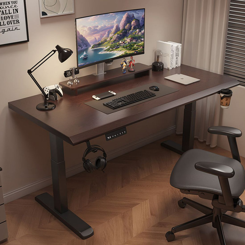Bureau debout en bois massif noyer noir, H 29,53 po x l 47,24 po x P 23,62 po, Noir noyer