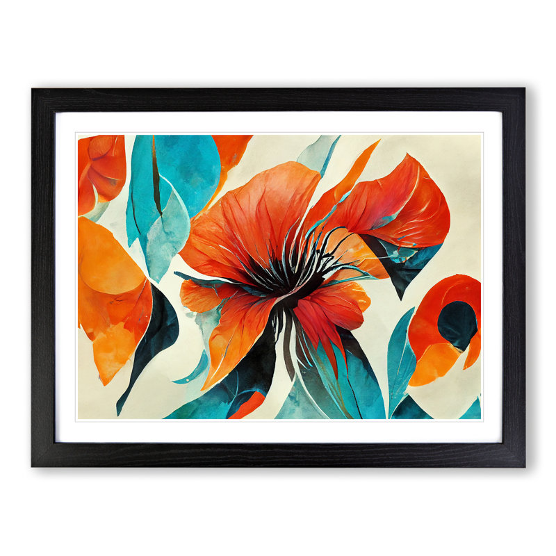 Flowers Abstract Vol.5 - Single Picture Frame Painting, Black, 46cm H x 64cm W x 2cm D