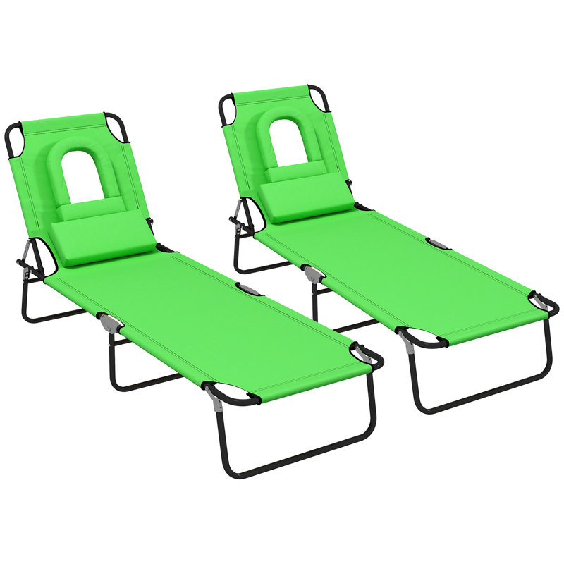 Anaisabella 187cm Long Reclining Double Sun Lounger, Green