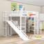 Lit mezzanine double en métal avec bureau, glissade, panier de basketball et escalier-1060198697
