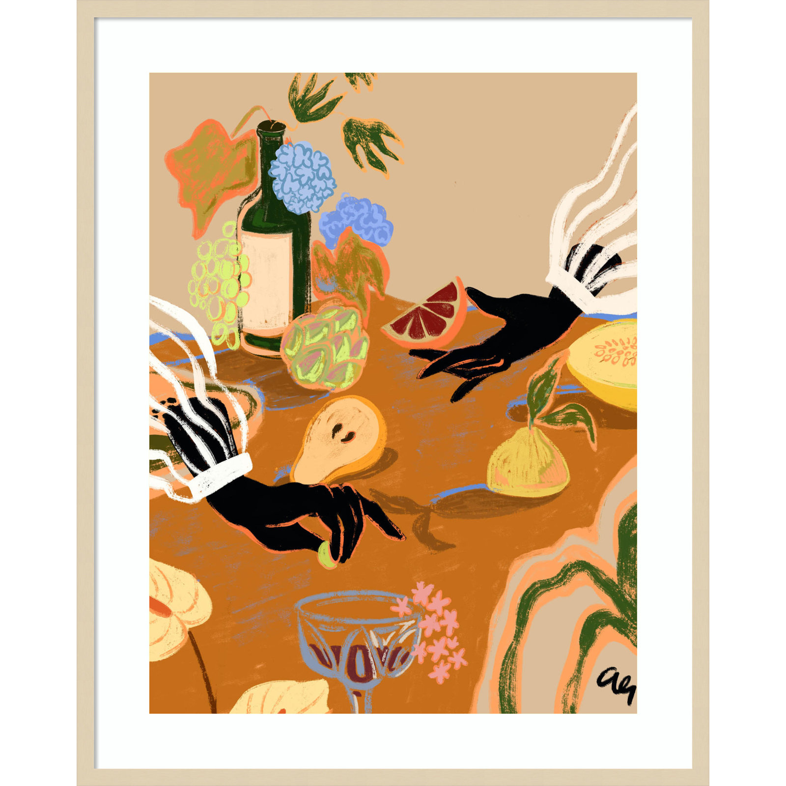 Oberon "Handful of Love (Fruit)" Print, Brown, 41" H x 33" W