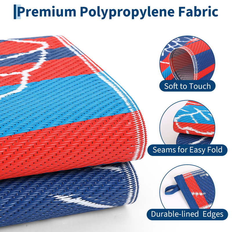 Outdoor Waterproof Rug, Floral Outdoor Area Rug，Outdoor Furniture Patio Furniture Reversible Plastic Straw Patio Rug, Portable Camping Mat for RV, Picnic, Beach, Balcony, Garden & Camping
