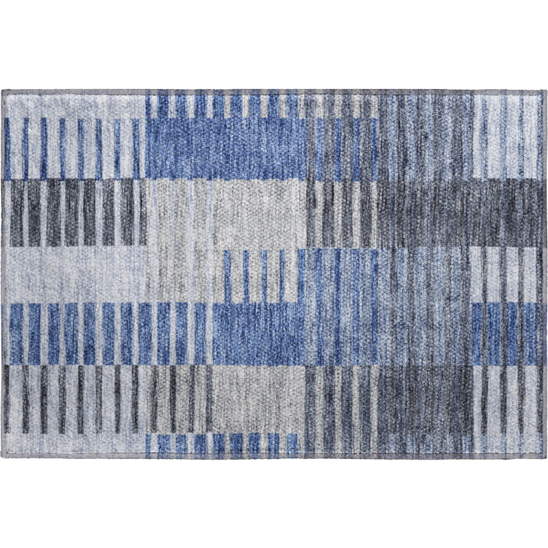 Premium Machine Washable Prisco Blue Rug, Rectangle 1'8" x 2'6"