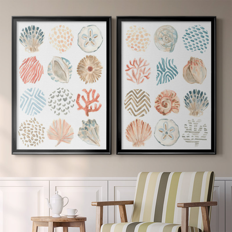 «Ocean Patterns I», ensemble de 2 reproductions d'art sur toile encadrées, Noir, H 36,5 po x l 53 po x P 1,25 po