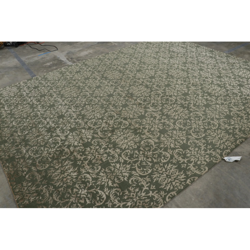 Rug & Kilim’S European Rug In Green With Arabesque Patterns In Beige-Brown Tones
