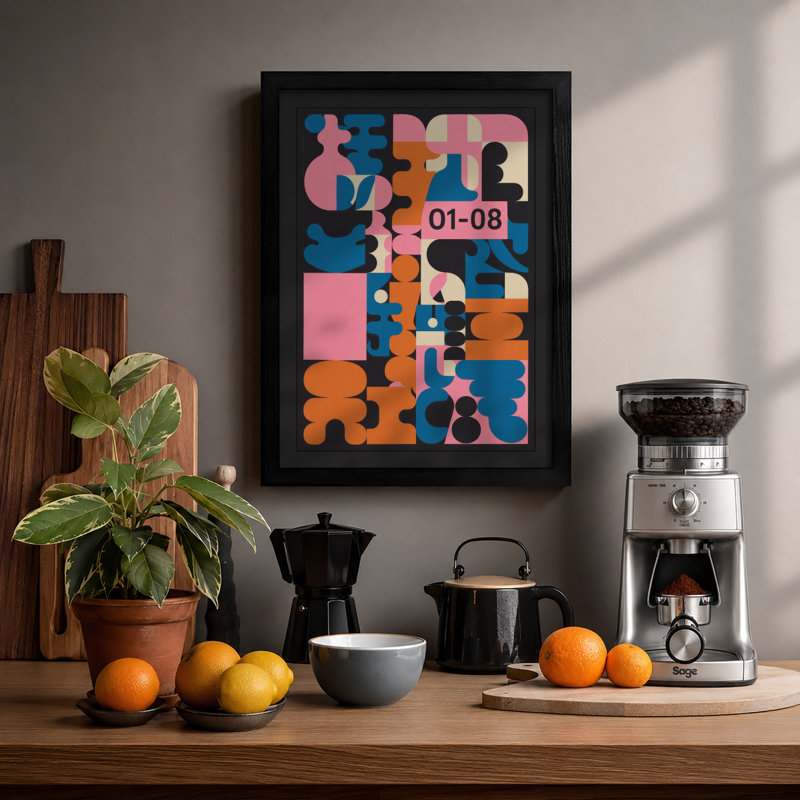 Harmony Geometric - Framed Print, A3 - 42.0 x 29.7 cm, Black