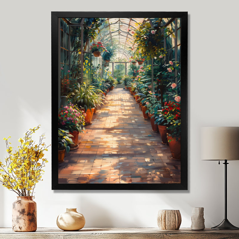 «Green Pink Glasshouse», art mural, Cadre pour photo simple noir, bois massif, H 16 po x l 32 po