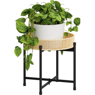 Support pour plante en rotin